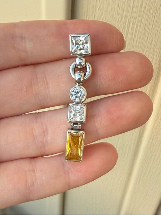 Feri Jewelry - Sterling Silver 925 Feri Drop Pendant with Yellow Stone